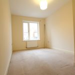 Empty beige room with window and carpet floor.
