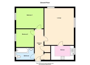Simple ground floor layout with two bedrooms.