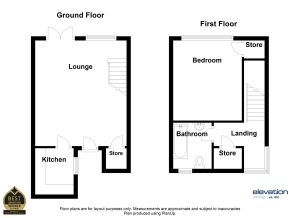 Two-storey house floor plan with labels.