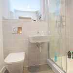 Modern bathroom with shower and sink