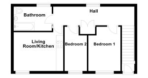Two-bedroom flat floor plan layout