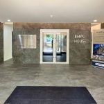Tempus House entrance lobby with flats directory.