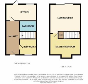 Two-storey house floor plan with labelled rooms.