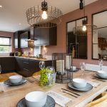 Modern kitchen dining area with stylish decor