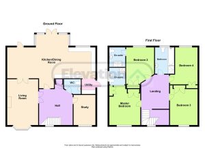 House floor plan with labelled rooms and features.