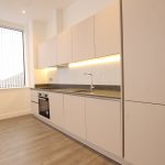Modern minimalist kitchen with white cabinets