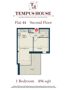 One-bedroom flat floor plan, second floor, Milton Keynes.