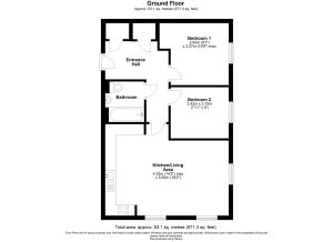 Ground floor flat plan with two bedrooms.