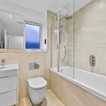Modern bathroom with shower and toilet