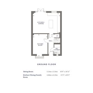 Ground floor plan with rooms and dimensions.