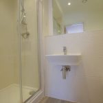 Modern bathroom with shower and sink