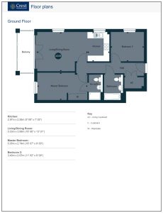Ground floor plan with room dimensions.