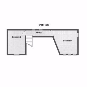 First floor layout with two bedrooms, landing.