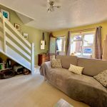 Cosy living room with books and sofa