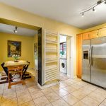 Modern kitchen with dining area and appliances