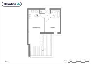 Flat 44 floor plan with balcony.