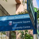 Street signs: Upper Second Street, Bouverie Square.