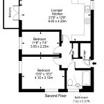 Two-bedroom flat floor plan with balcony.
