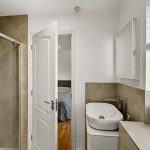 Modern bathroom with shower and sink