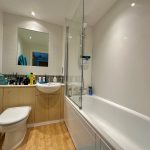 Modern bathroom with bathtub and sink
