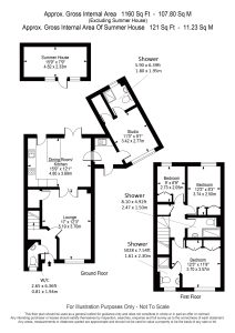 Floor plan of two-story house and summer house.