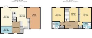 Ground and first floor house plan layout.