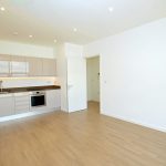 Modern open-plan kitchen with wooden flooring