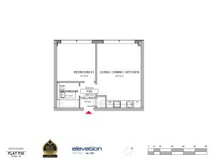 Floor plan for one-bedroom flat.