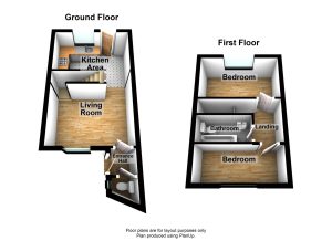 Two-storey house floor plan with rooms labeled.