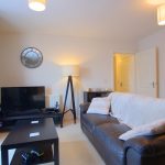 Modern cosy living room with sofa and TV