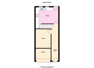 Ground floor plan with kitchen and storage.