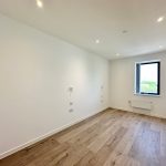 Minimalist room with wooden floor and single window.