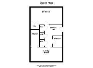 Ground floor layout: bedroom, kitchen, living room.