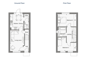 Two-storey house floor plan with room labels.