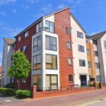 Modern apartment building with brick exterior