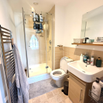 Modern bathroom with shower and sink
