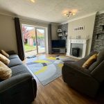 Cosy living room with garden view.