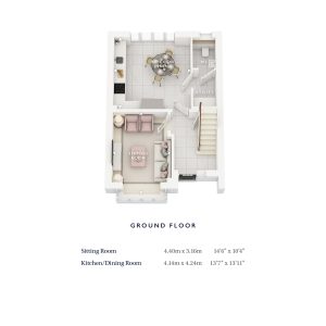 Ground floor plan with measurements.