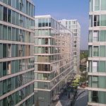 Modern glass buildings under clear sky