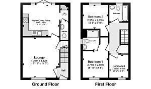 Two-storey house floor plan with rooms labelled.