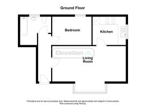One-bedroom ground floor flat layout.