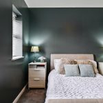 Modern bedroom with lamps and plush pillows