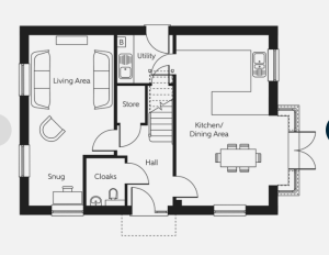 Ground floor house plan with labelled rooms.