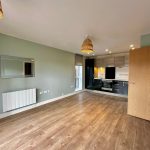 Modern open-plan kitchen and living room interior.