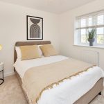 Modern bedroom with window and bed
