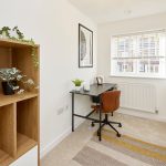 Bright home office with desk and chair