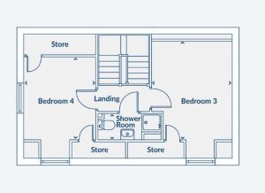 First floor layout with bedrooms and shower room.