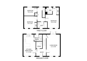 Two-storey house floor plan with rooms