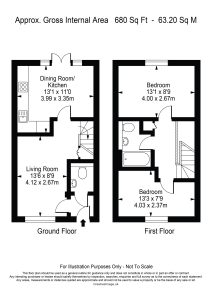 Two-storey house floor plan with measurements.