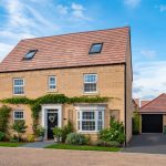 Modern suburban house with garage in UK